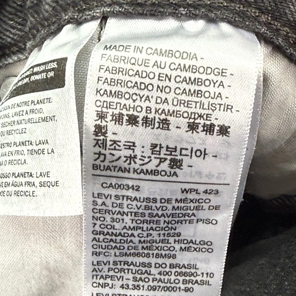 Levi's‎ 501 Original Fit Jeans Mens 29x32 Faded Black Grey Raw Hem 12501-0398